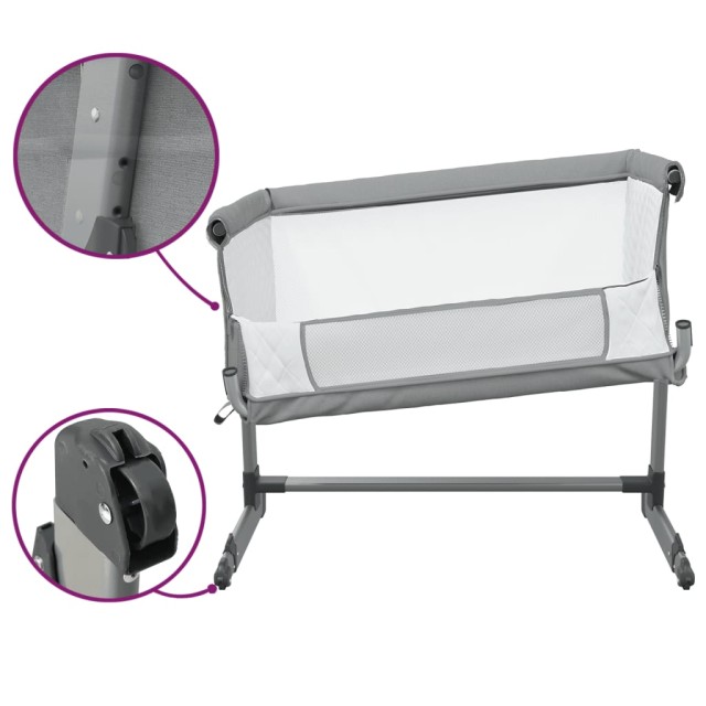Lit pour bébé avec matelas Gris clair Tissu de lin