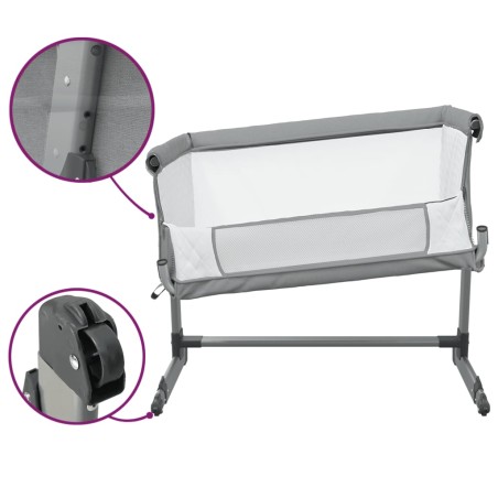 Lit pour bébé avec matelas Gris clair Tissu de lin
