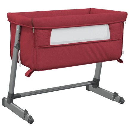 Lit pour bébé avec matelas Rouge Tissu de lin 2