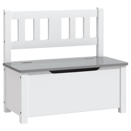 Banc de rangement pour enfants Blanc et gris 60x30x55 cm MDF 2