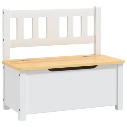 Banc de rangement pour enfants Blanc et beige 60x30x55 cm MDF 2