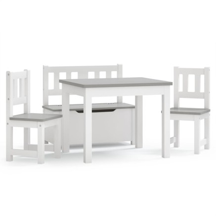 Ensemble de table et chaises enfants 4 pcs Blanc et gris MDF 2
