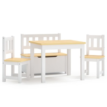 Ensemble de table et chaises enfants 4 pcs Blanc et beige MDF 2