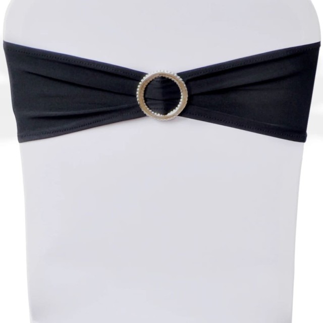 Ruban décoratif élastique avec boucle de chaise 25 pcs Noir