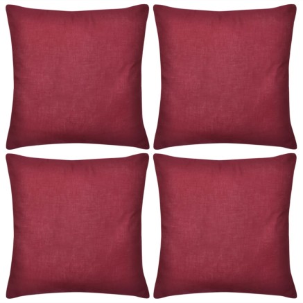 Housses de coussin 4 pcs Coton Bordeaux 40x40 cm
