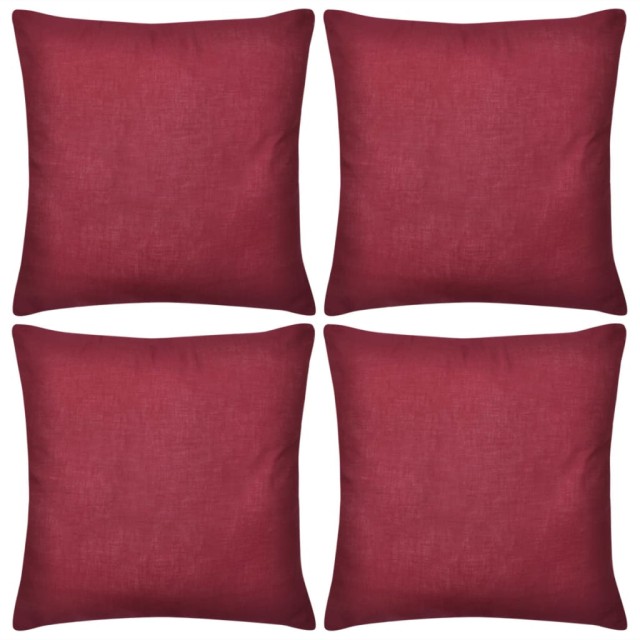 Housses de coussin 4 pcs Coton Bordeaux 40x40 cm