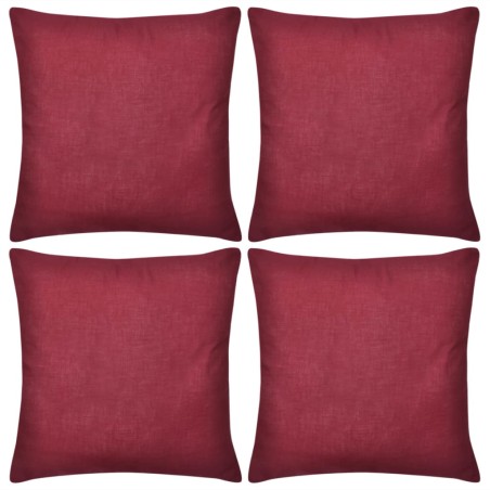 Housses de coussin 4 pcs Coton Bordeaux 40x40 cm