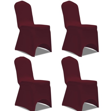 Housse de chaise extensible 4 pcs Bordeaux