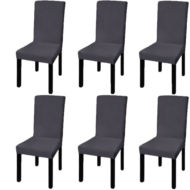 Housse de chaise droite extensible 6 pcs anthracite