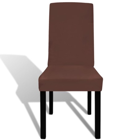 Housse de chaise droite extensible 4 pcs marron