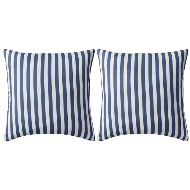 Oreiller d'extérieur lot de 2 Impression rayure 45 x 45 cm Bleu
