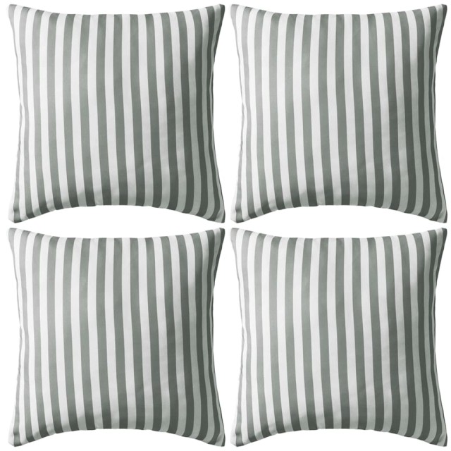 Oreiller d'extérieur lot de 4 Impression rayure 45 x 45 cm Gris