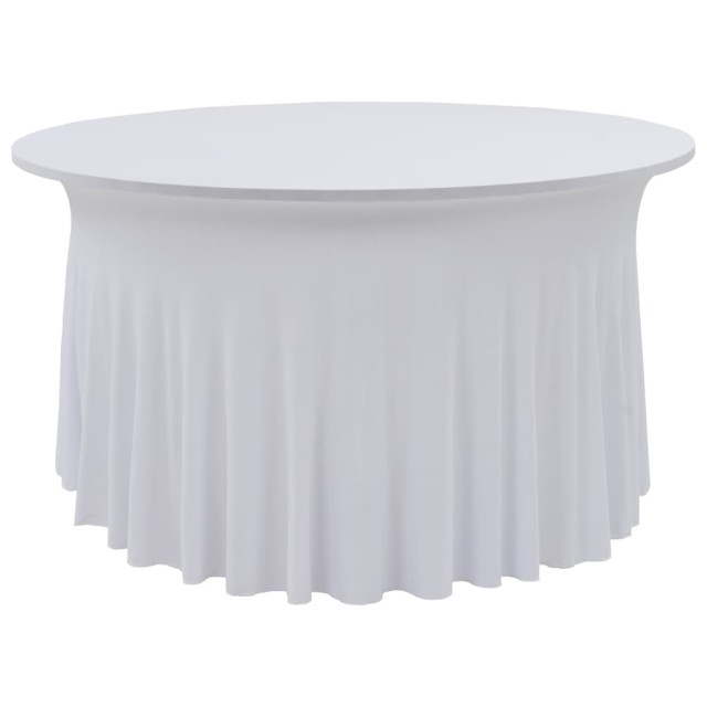 Nappes élastiques de table avec jupon 2 pcs 120x74 cm Blanc