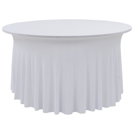 Nappes élastiques de table avec jupon 2 pcs 120x74 cm Blanc