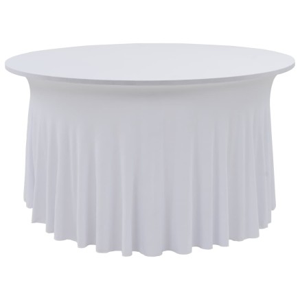 Nappes élastiques de table avec jupon 2 pcs 150x74 cm Blanc