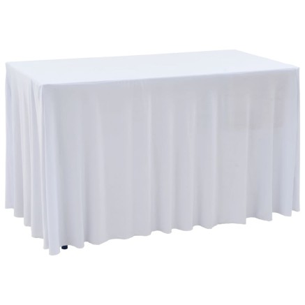 Nappes élastiques de table avec jupon 2 pcs 120x60,5x74cm Blanc