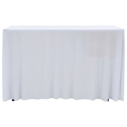 Nappes élastiques de table avec jupon 2 pcs 183x76x74cm Blanc 2