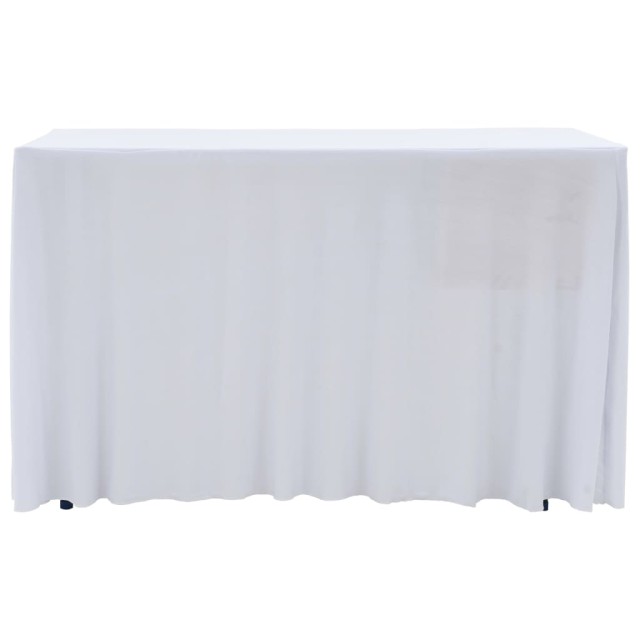 Nappes élastiques de table avec jupon 2 pcs 183x76x74cm Blanc