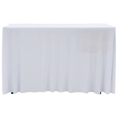 Nappes élastiques de table avec jupon 2 pcs 183x76x74cm Blanc