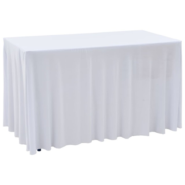 Nappes élastiques de table avec jupon 2 pcs 243x76x74cm Blanc
