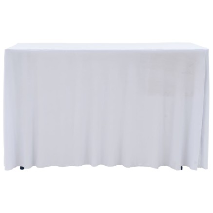 Nappes élastiques de table avec jupon 2 pcs 243x76x74cm Blanc 2