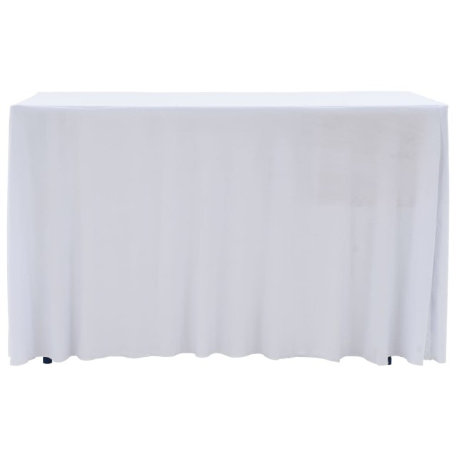 Nappes élastiques de table avec jupon 2 pcs 243x76x74cm Blanc