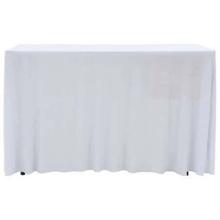 Nappes élastiques de table avec jupon 2 pcs 243x76x74cm Blanc