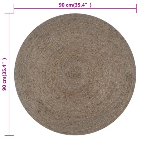 Tapis fait à la main Jute Rond 90 cm Gris