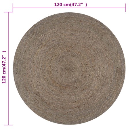 Tapis fait à la main Jute Rond 120 cm Gris