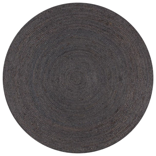 Tapis fait à la main Jute Rond 90 cm Gris foncé