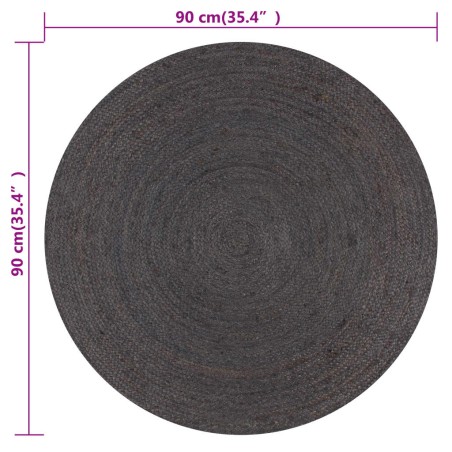 Tapis fait à la main Jute Rond 90 cm Gris foncé