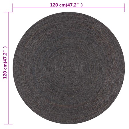 Tapis fait à la main Jute Rond 120 cm Gris foncé