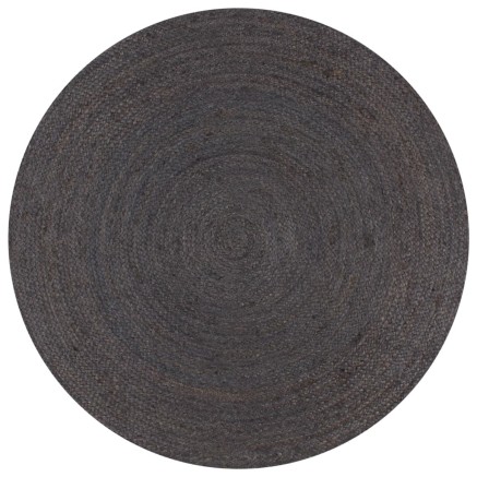 Tapis fait à la main Jute Rond 150 cm Gris foncé