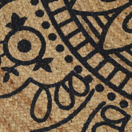 Tapis fait à la main Jute avec imprimé bleu foncé 150 cm