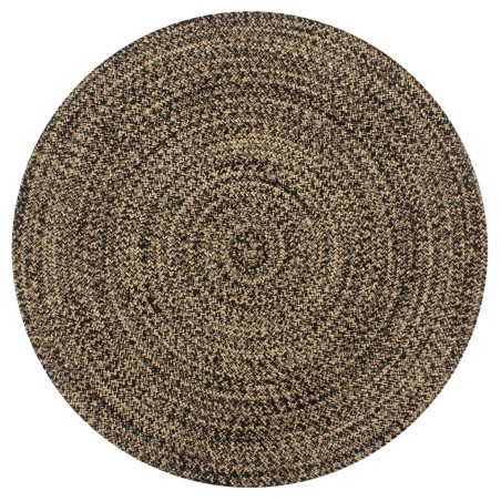 Tapis fait à la main jute noir et naturel 150 cm