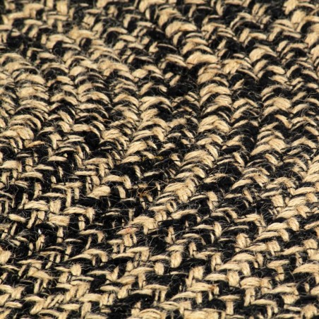 Tapis fait à la main jute noir et naturel 150 cm