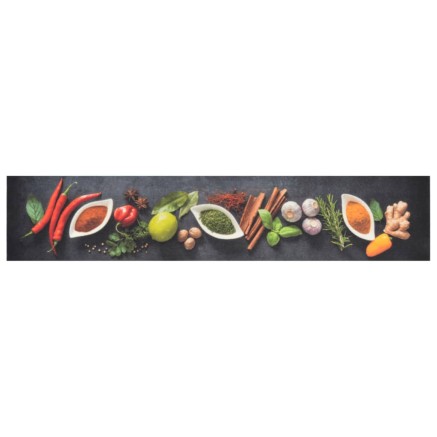 Tapis de cuisine lavable impression d'épices 60x300 cm velours 2