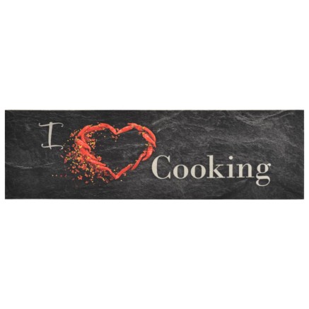 Tapis de cuisine lavable impression cuisine noir 45x150 cm 2