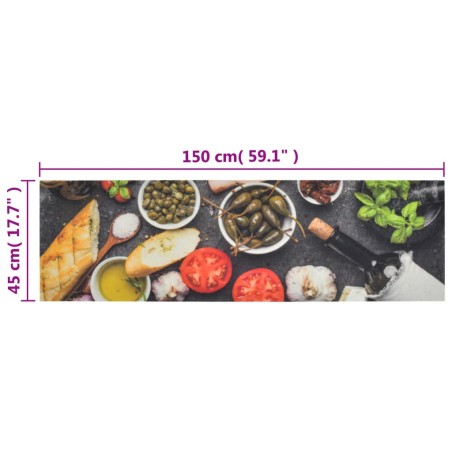Tapis de cuisine lavable impression vin dîner 45x150 cm velours