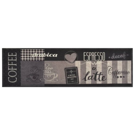 Tapis de cuisine lavable impression café noir 45x150 cm velours 2