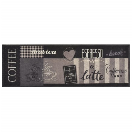Tapis de cuisine lavable impression café noir 60x180 cm velours 2