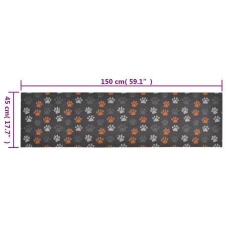 Tapis de cuisine lavable impression de pattes 45x150 cm velours