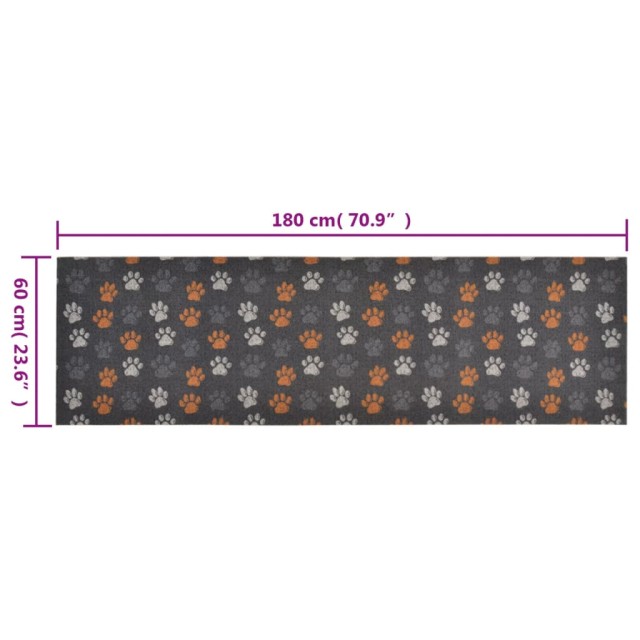 Tapis de cuisine lavable impression de pattes 60x180 cm velours