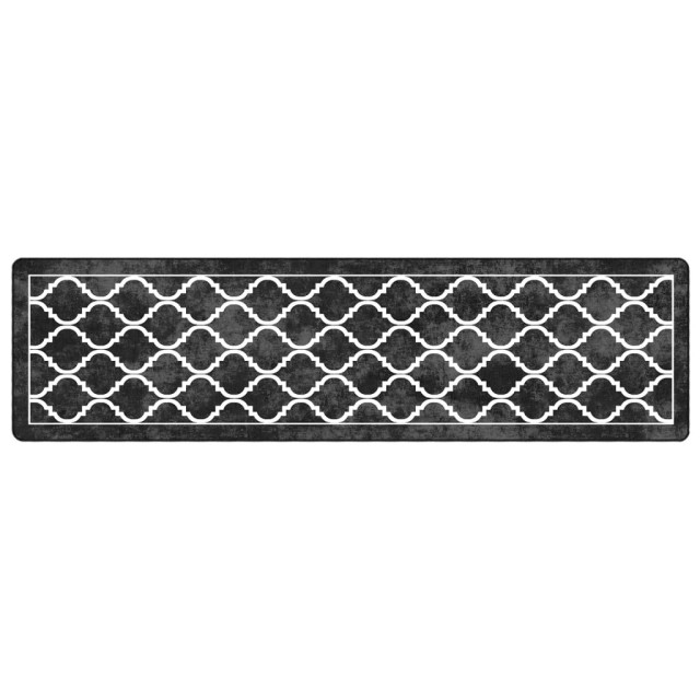 Tapis lavable noir et blanc 80x300 cm antidérapant