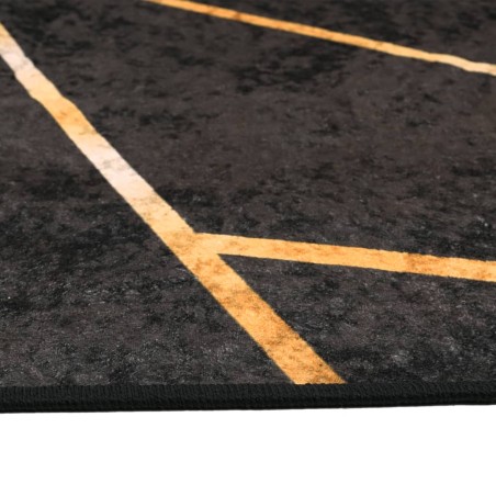 Tapis lavable noir et doré 160x230 cm antidérapant