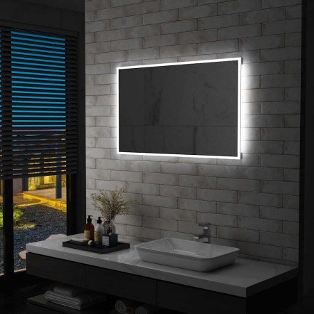 Miroir mural à LED pour salle de bains 100x60 cm