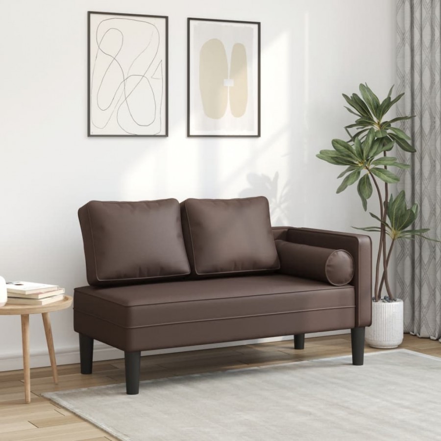 Chaise longue avec coussins marron...