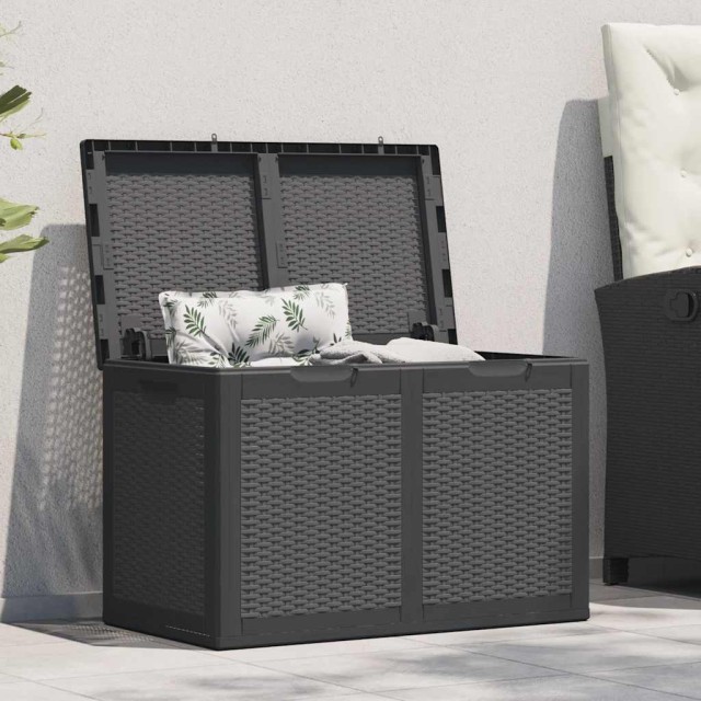 Boîte de rangement de jardin 180 L Noir PP Rotin