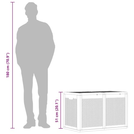 Boîte de rangement de jardin 180 L Noir PP Rotin