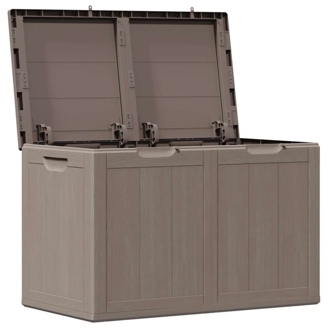 Boîte de rangement de jardin 180 L Marron PP aspect bois